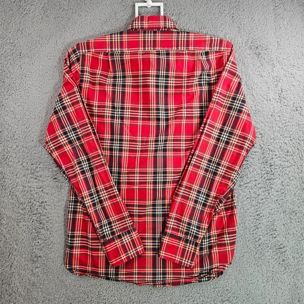 J Crew Shirt Men Small‎ Slim Fit Button Up Long Sleeve Red Plaid Lightweight -S